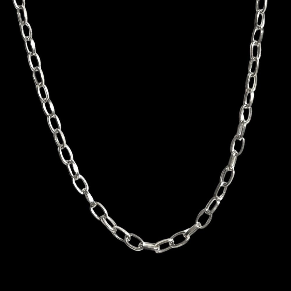 Silver Tone Chain Necklace Paperclip Oval Link 21.5" Classic Jewelry
